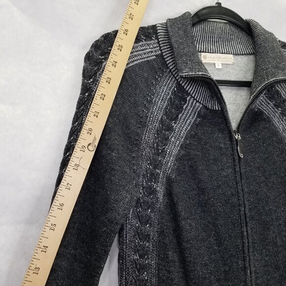 Indigenous Fair Trade Sweater Women's S Gray Zip Up Cardigan Organic Cotton Peru - Picture 10 of 11